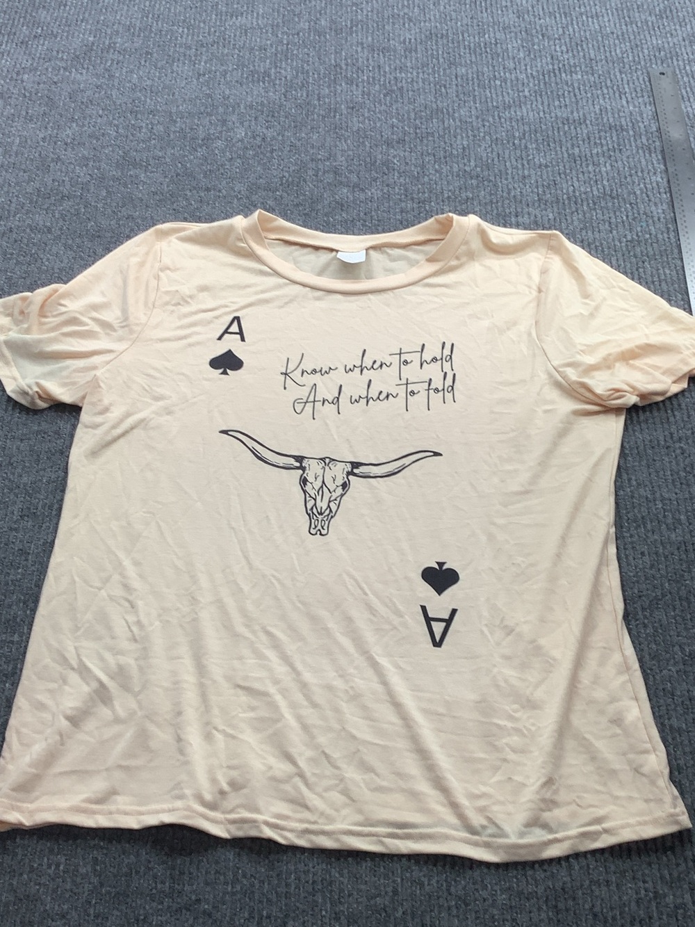 Women’s Cream Graphic Short Sleeve Tee with Longhorn and Ace Motif